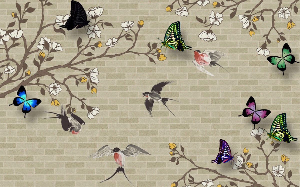 Фреска Радужные бабочки